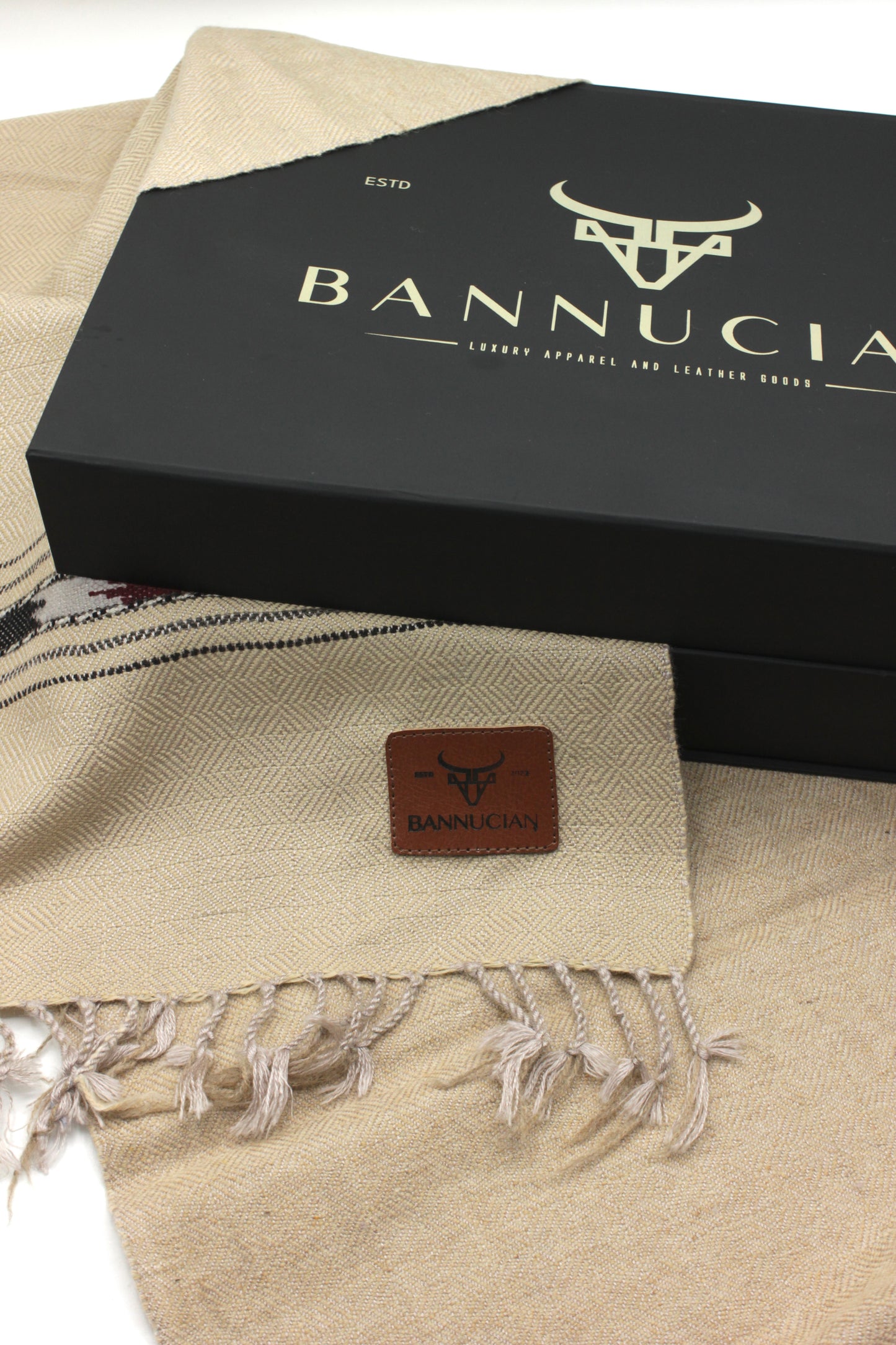 Premium Quality light brown-beige stripped design muffler