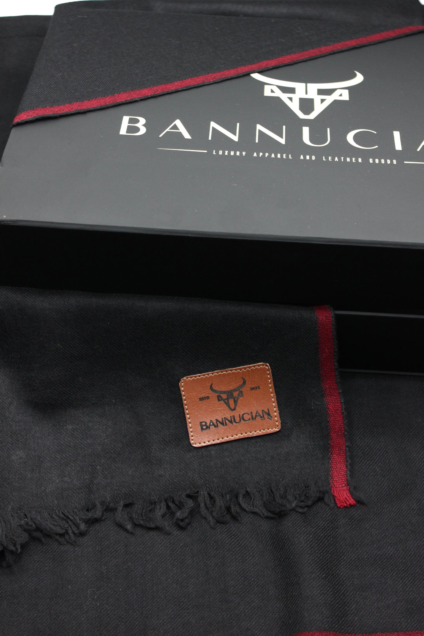 Premium Quality Red Border Black Pure Woolen Shawl