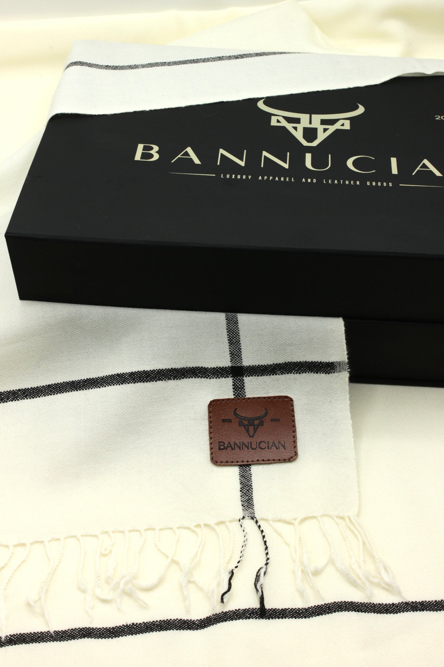 Premium Quality Off White Black Border Pure Woolen Shawl