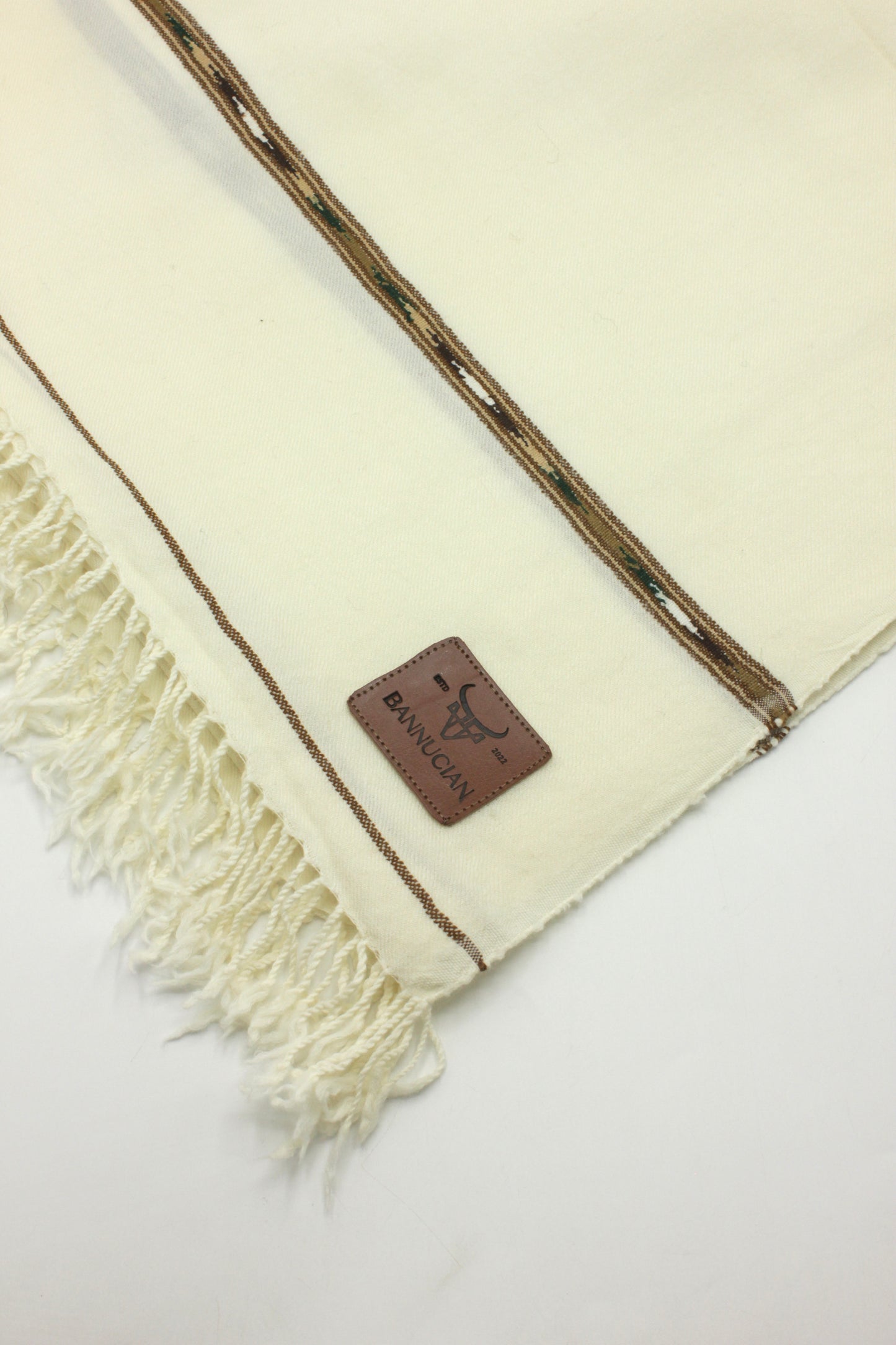 Premium Quality Blue Striped Off White Pure Woolen Shawl