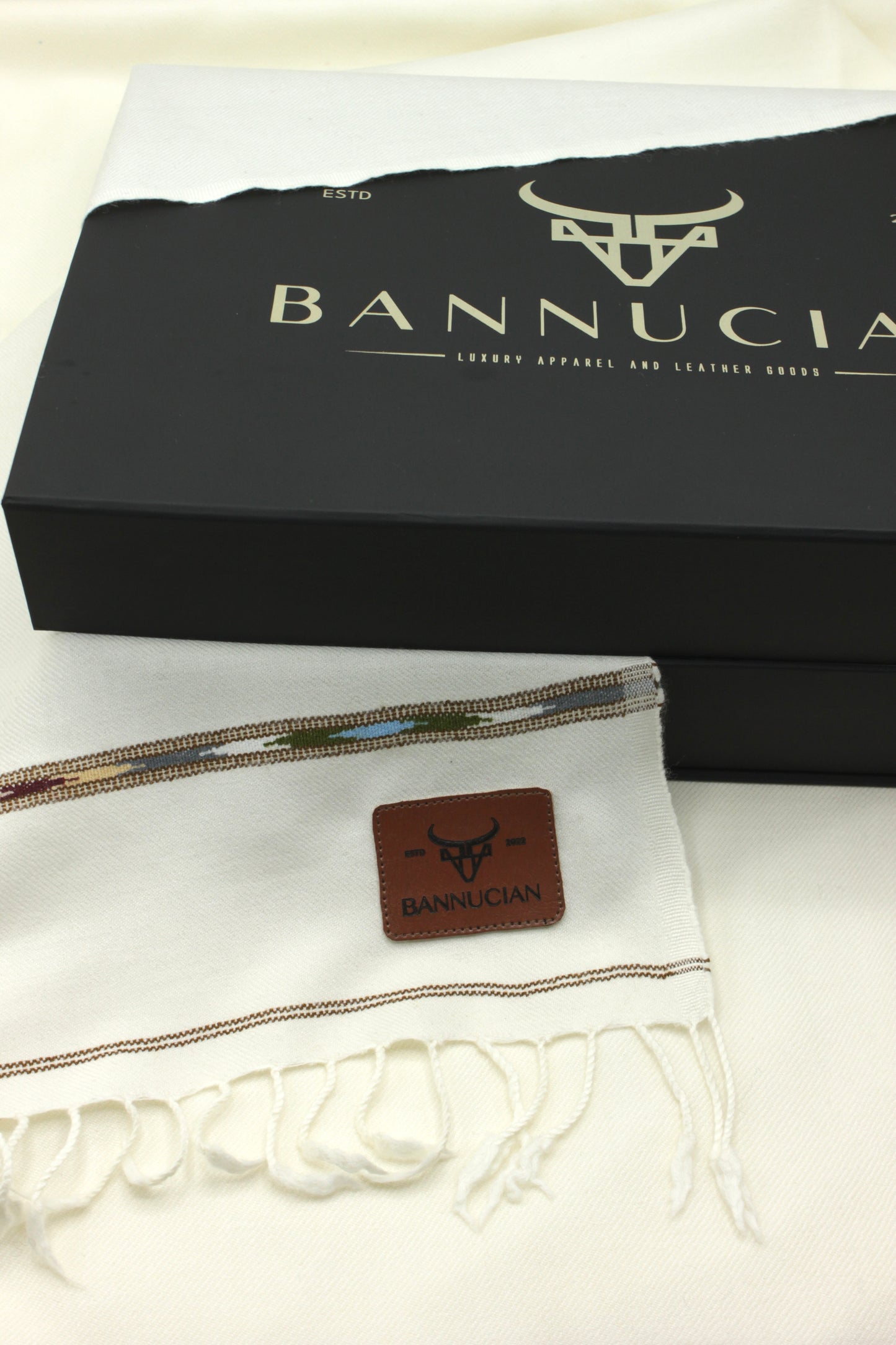 Premium Quality Double Fiber Off White Multi Color Striped Pure Woolen Shawl