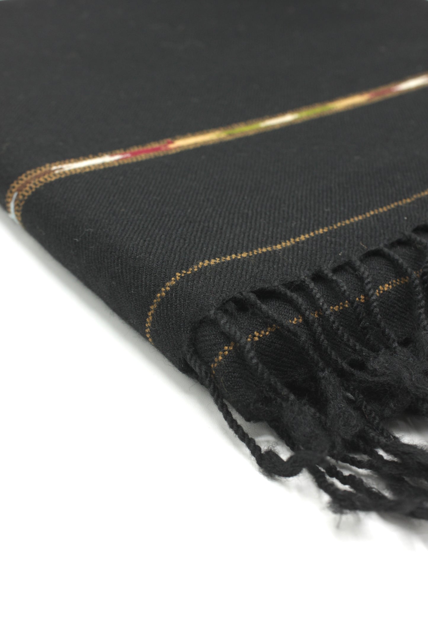 Premium Quality Striped Jet Black Pure Woolen Shawl