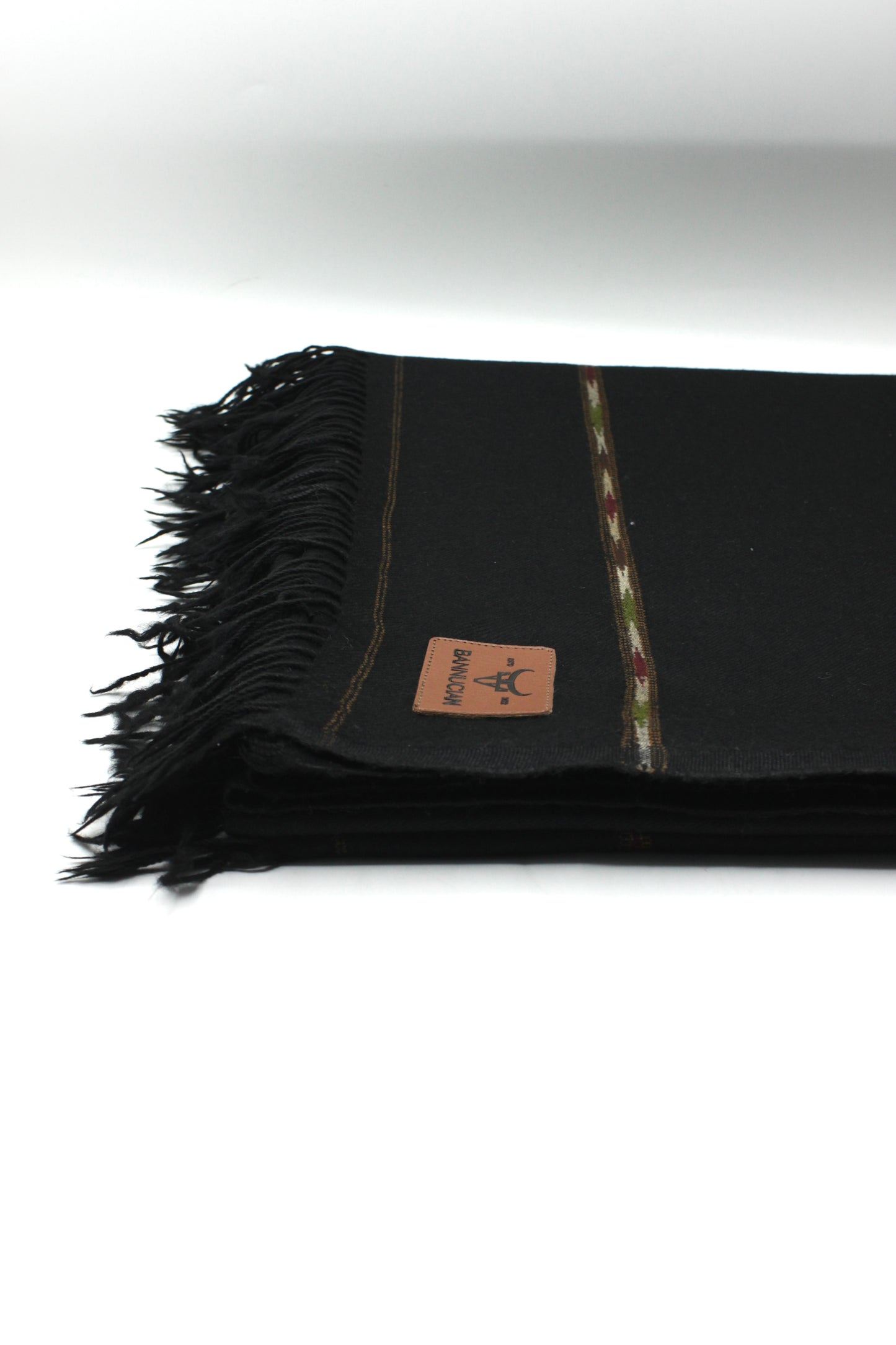 Premium Quality Double Fiber Black striped Pure Woolen Shawl