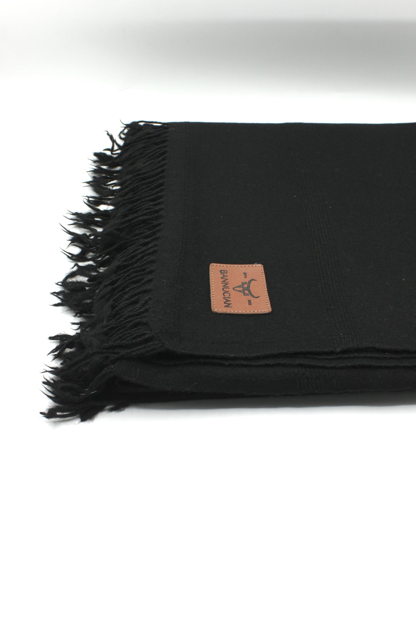 Premium Quality Plain Double-Fiber Black Pure Woolen Shawl