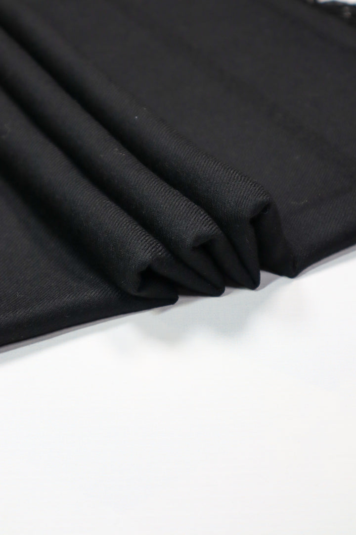 Premium Quality Plain Double-Fiber Black Pure Woolen Shawl