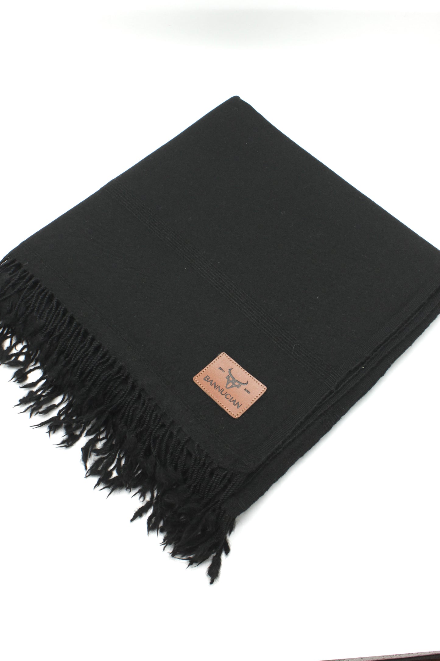 Premium Quality Plain Double-Fiber Black Pure Woolen Shawl