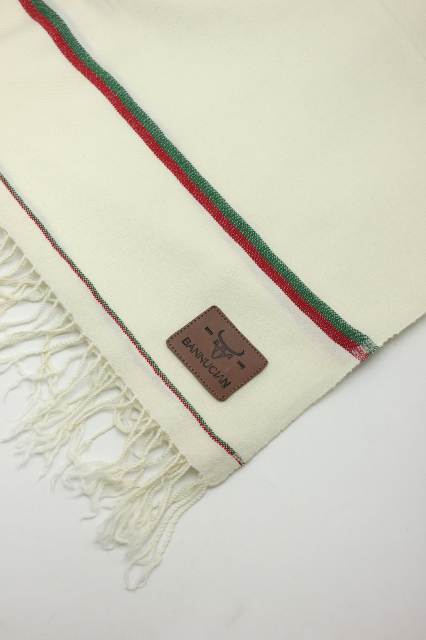 Premium Quality Double Fiber PTI Striped Off White Pure Woolen Shawl
