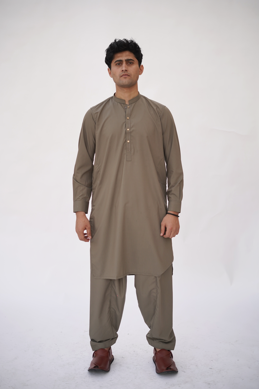 Brown Premium Quality Ash Olive Kurta Shalwar