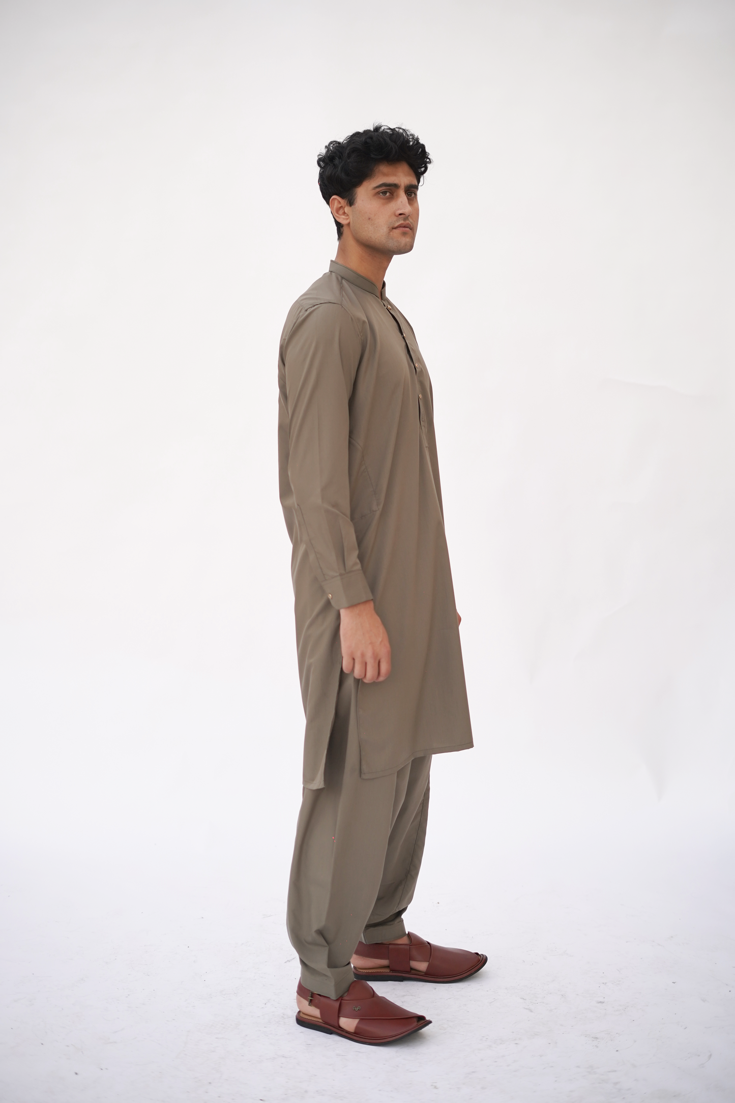 Brown Premium Quality Ash Olive Kurta Shalwar