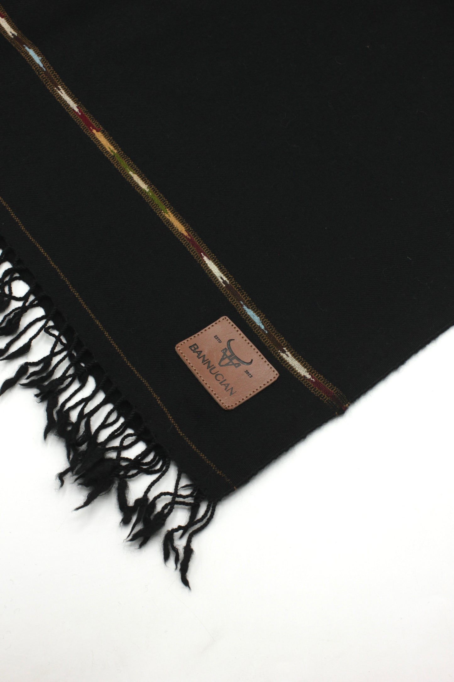 Premium Quality Striped Jet Black Pure Woolen Shawl
