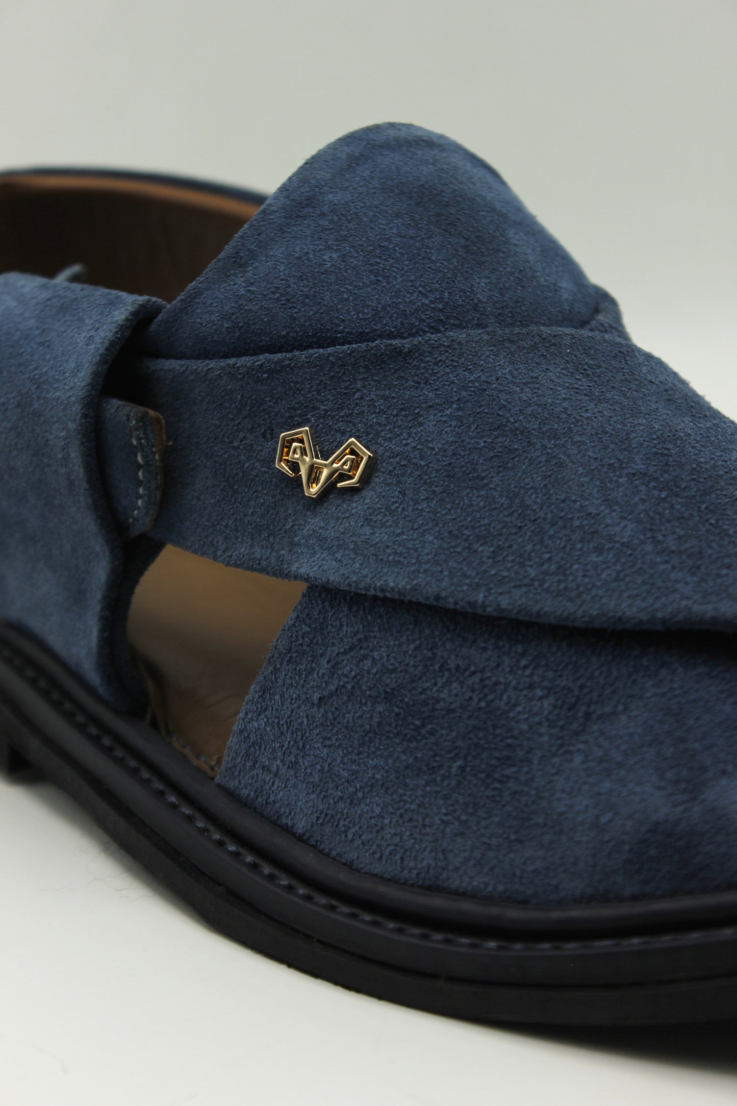 Luxury Blue Suede Peshawari Chappal