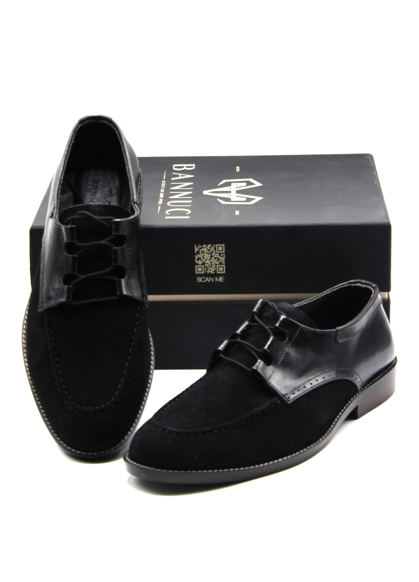 Luxury  Suede Derby Black Handmade Shoes