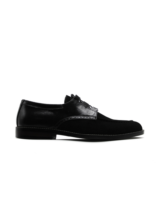 Luxury  Suede Derby Black Handmade Shoes