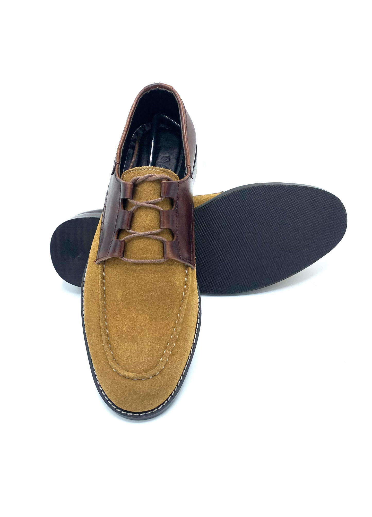 Luxury Suede Derby Camel Handmade Shoes