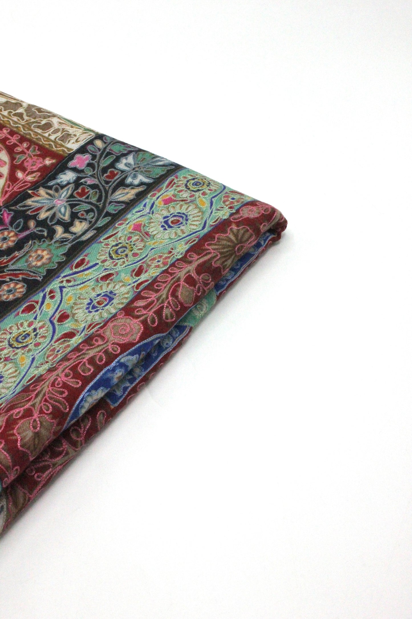 PREMIUM QUAILTY RED FULLY MULTI COLOR KALAMKAR PASHMINA CASHMERE SHAWL