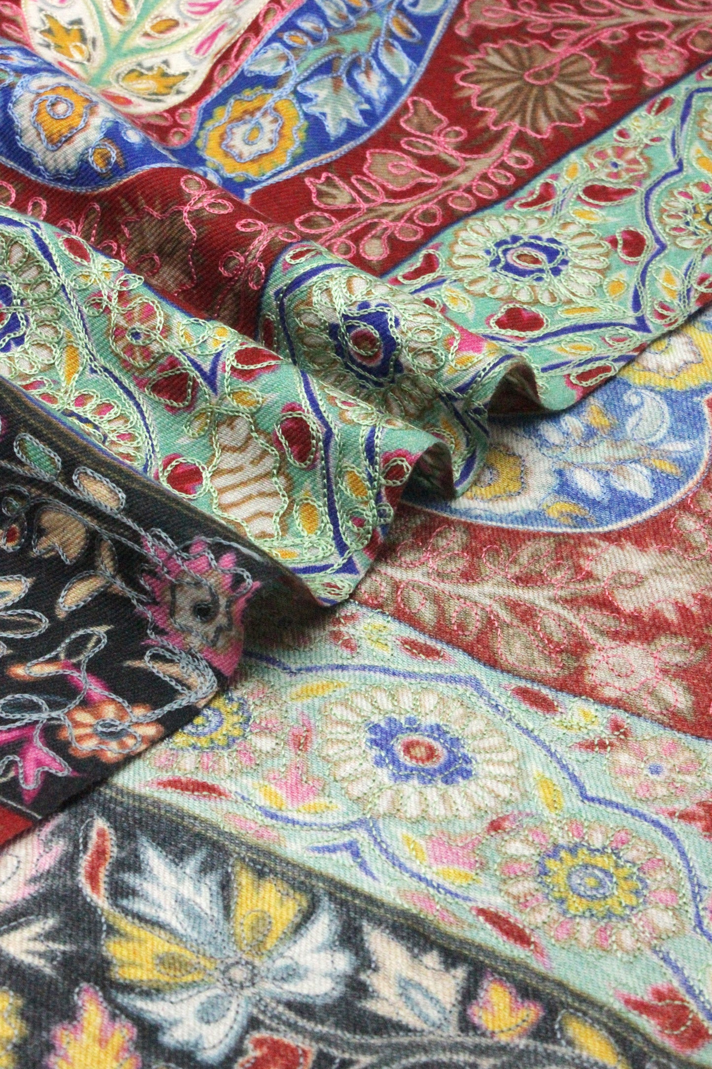 PREMIUM QUAILTY RED FULLY MULTI COLOR KALAMKAR PASHMINA CASHMERE SHAWL