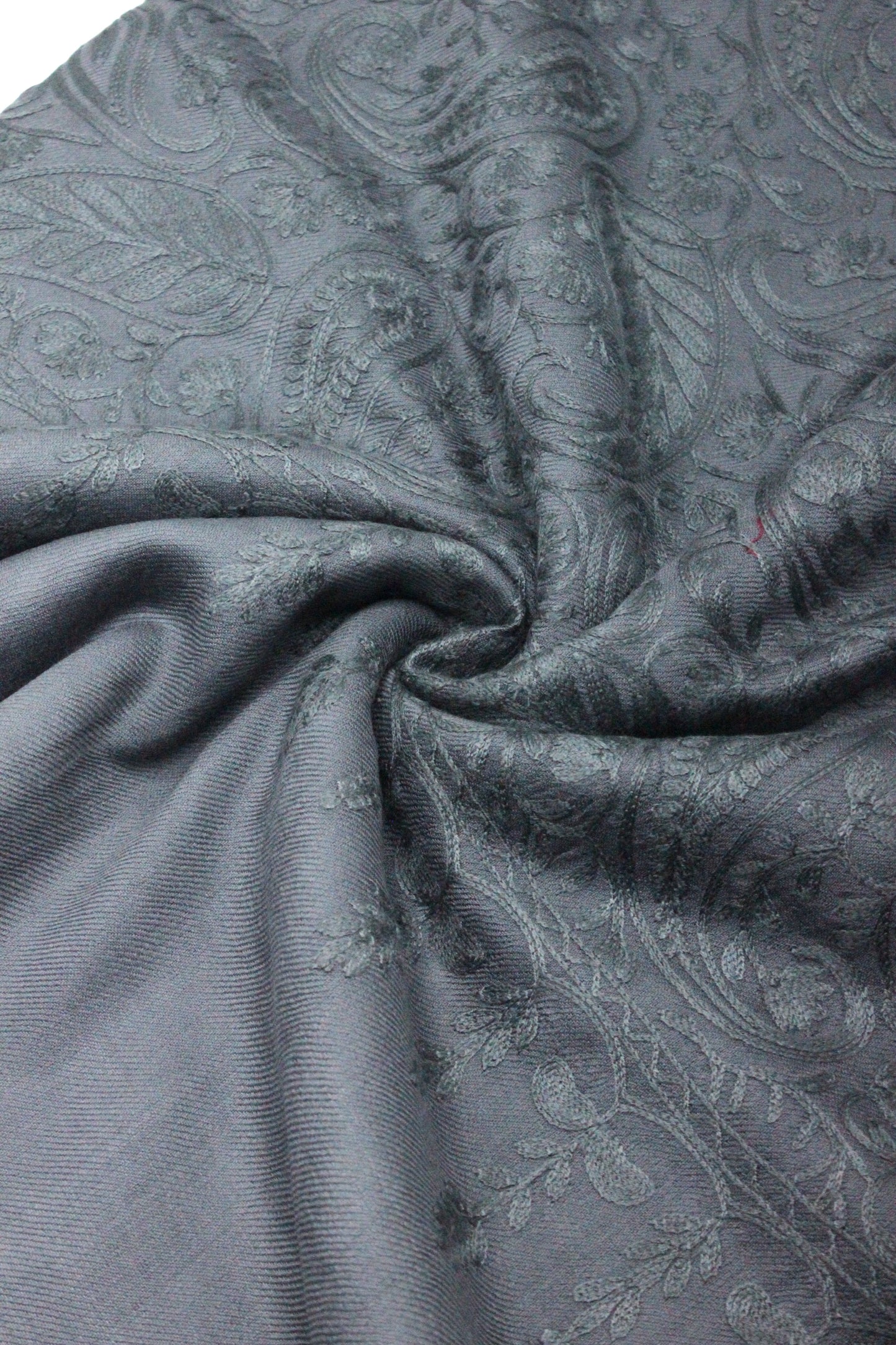 PREMIUM QUALITY GRAY EMBROIDERED PASHMINA CASHMERE SHAWL