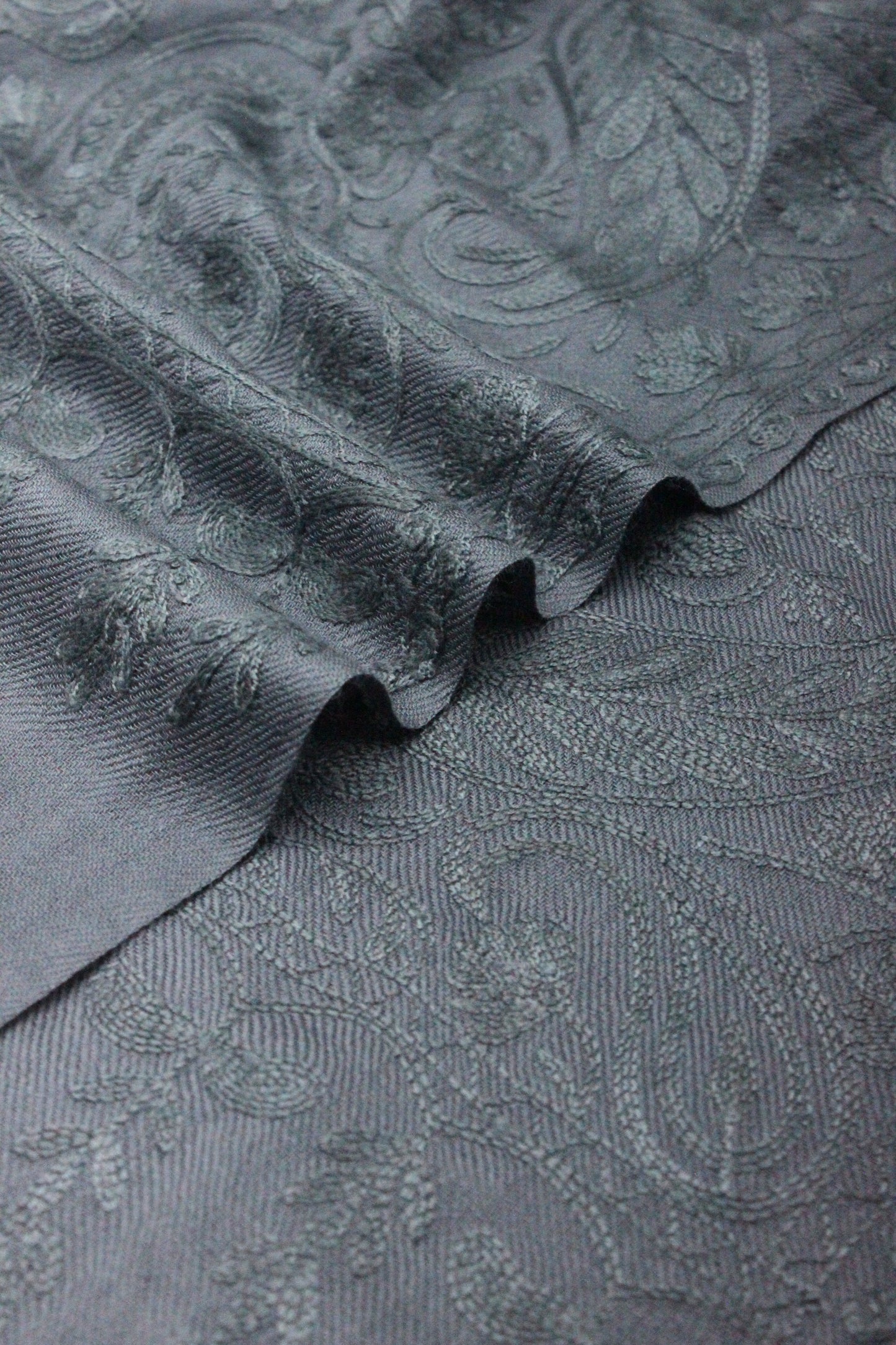 PREMIUM QUALITY GRAY EMBROIDERED PASHMINA CASHMERE SHAWL