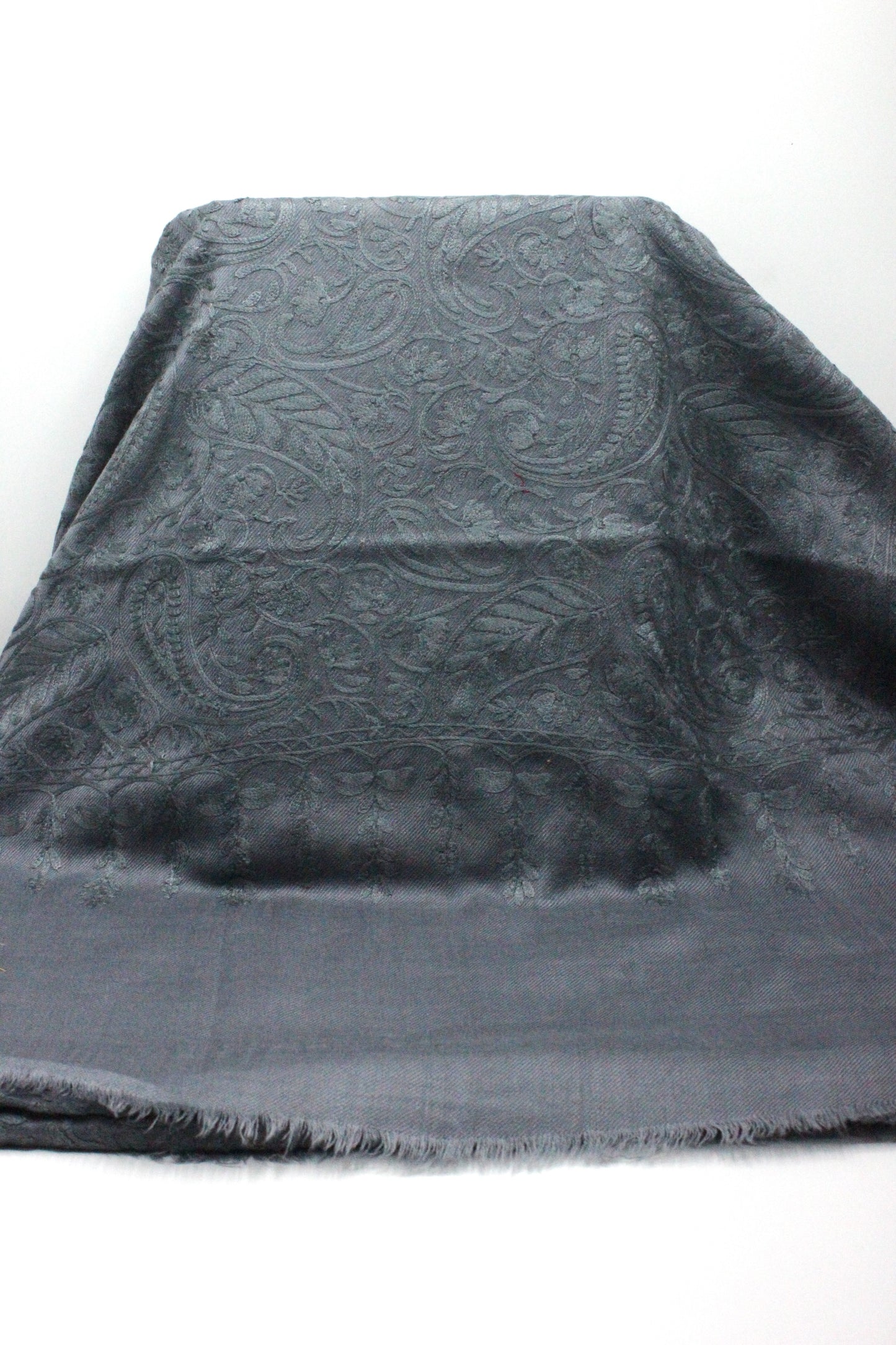PREMIUM QUALITY GRAY EMBROIDERED PASHMINA CASHMERE SHAWL