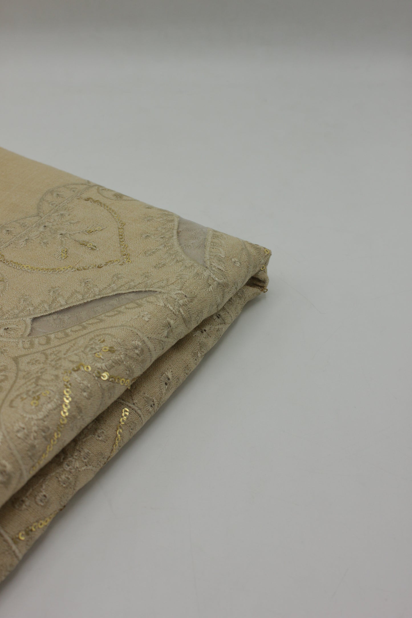 PREMIUM QUALITY PALE CAMEL EMBROIDERED WOOLEN SHAWL FOR WOMEN