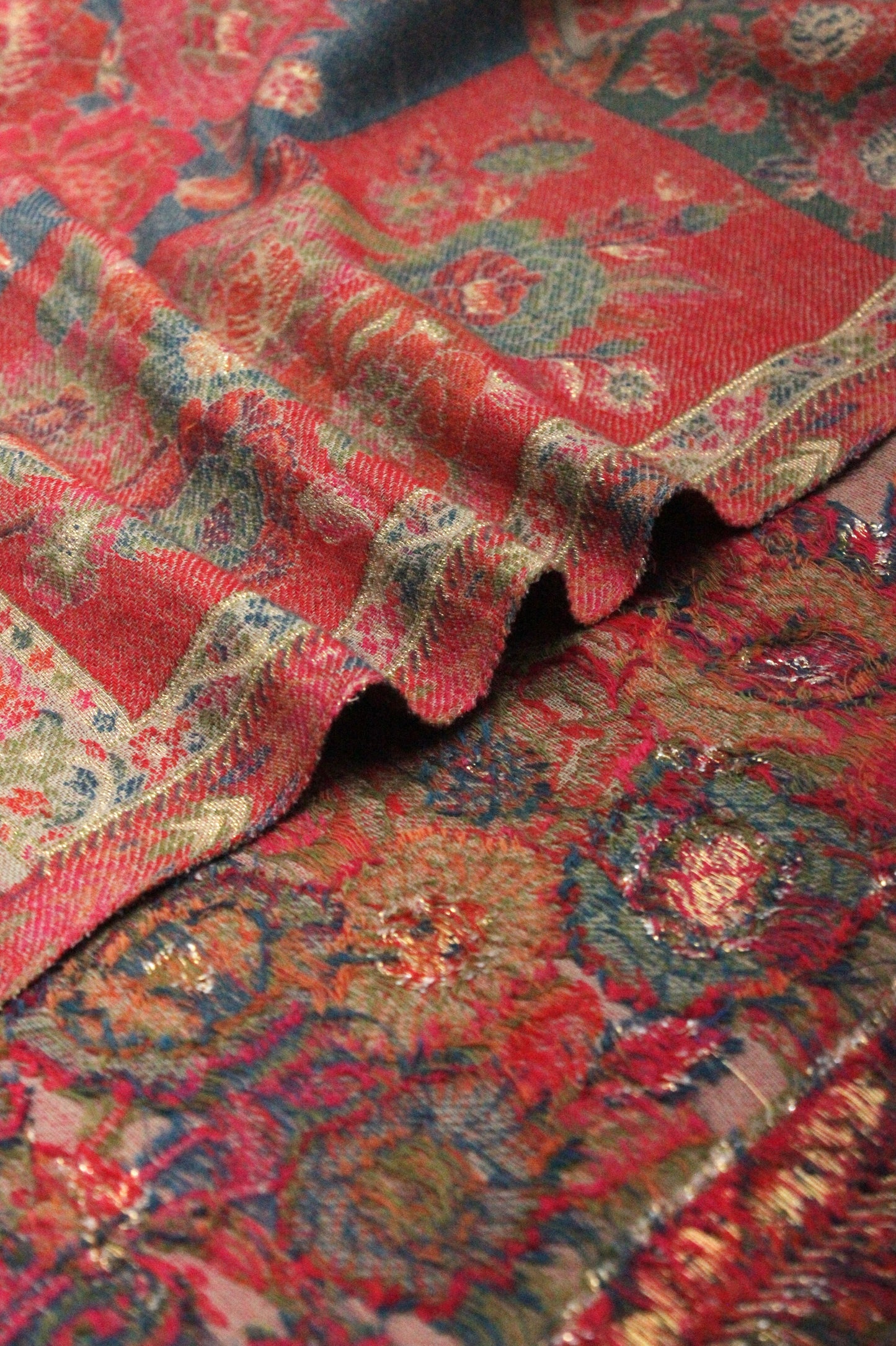 PREMIUM QUALITY RED MULTI COLOR WOVEN PASHMINA CASHMERE SHAWL