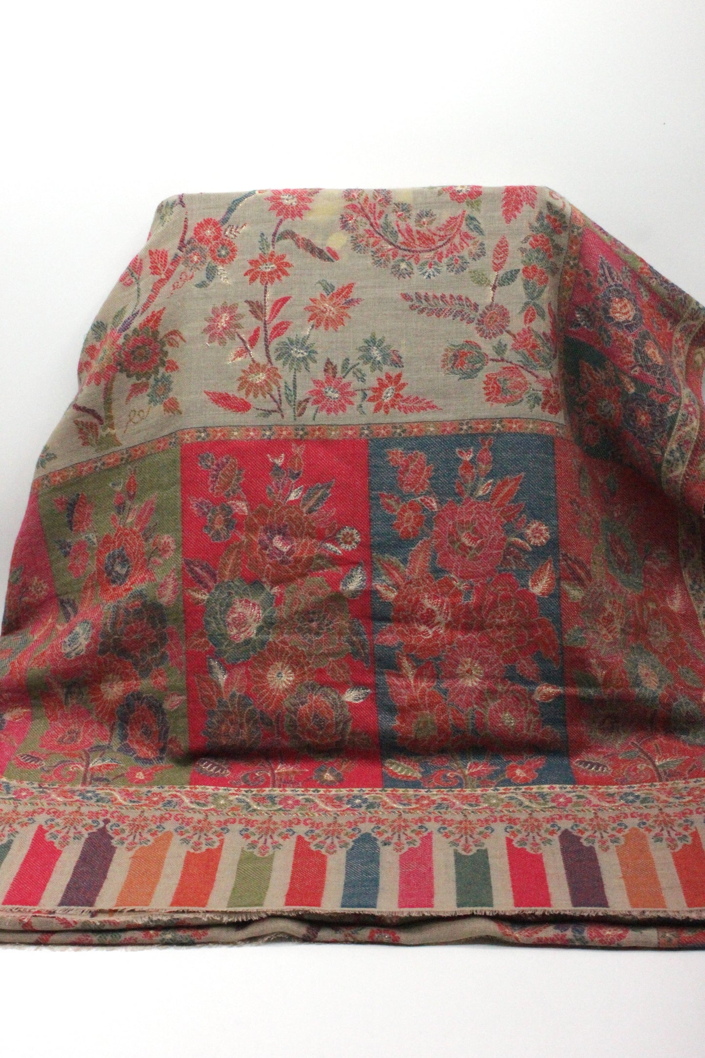 PREMIUM QUALITY RED MULTI COLOR WOVEN PASHMINA CASHMERE SHAWL