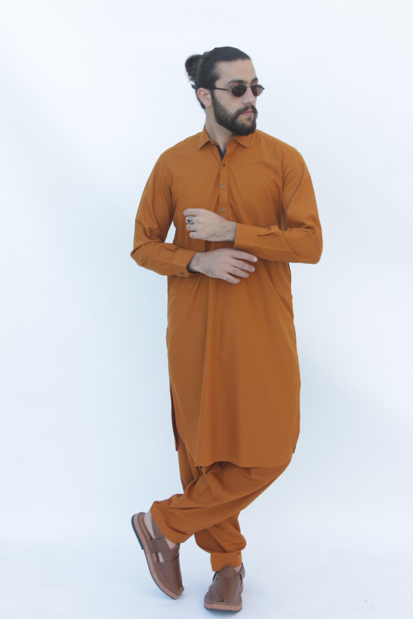 Premium Quality Autumn Ochre Kameez Shalwar