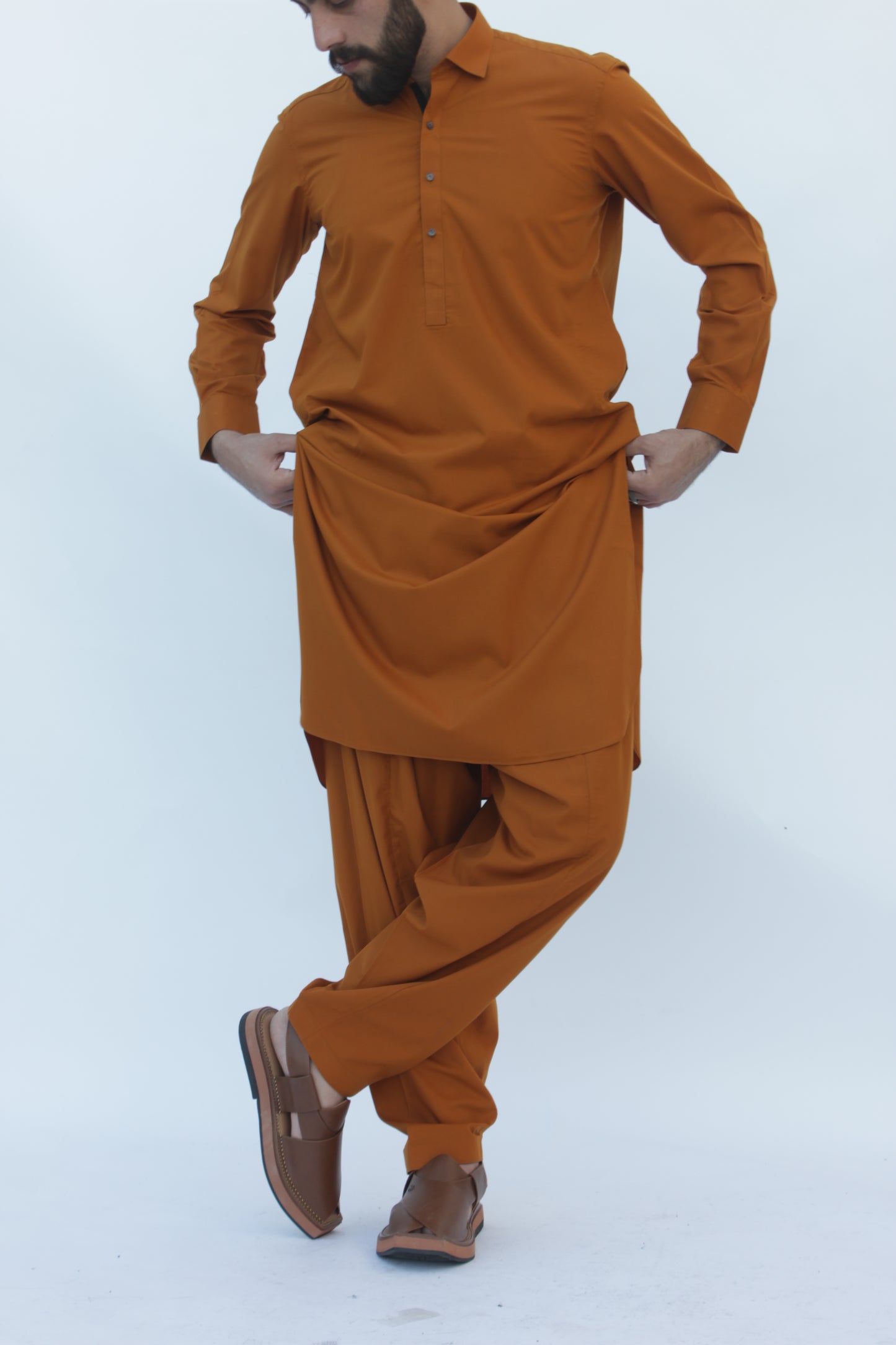 Premium Quality Autumn Ochre Kameez Shalwar