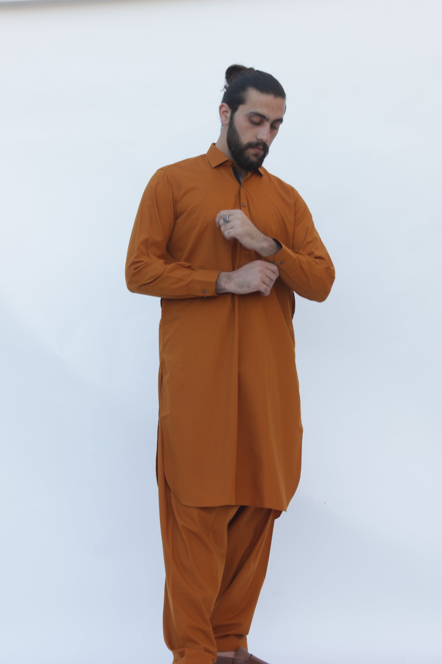 Premium Quality Autumn Ochre Kameez Shalwar