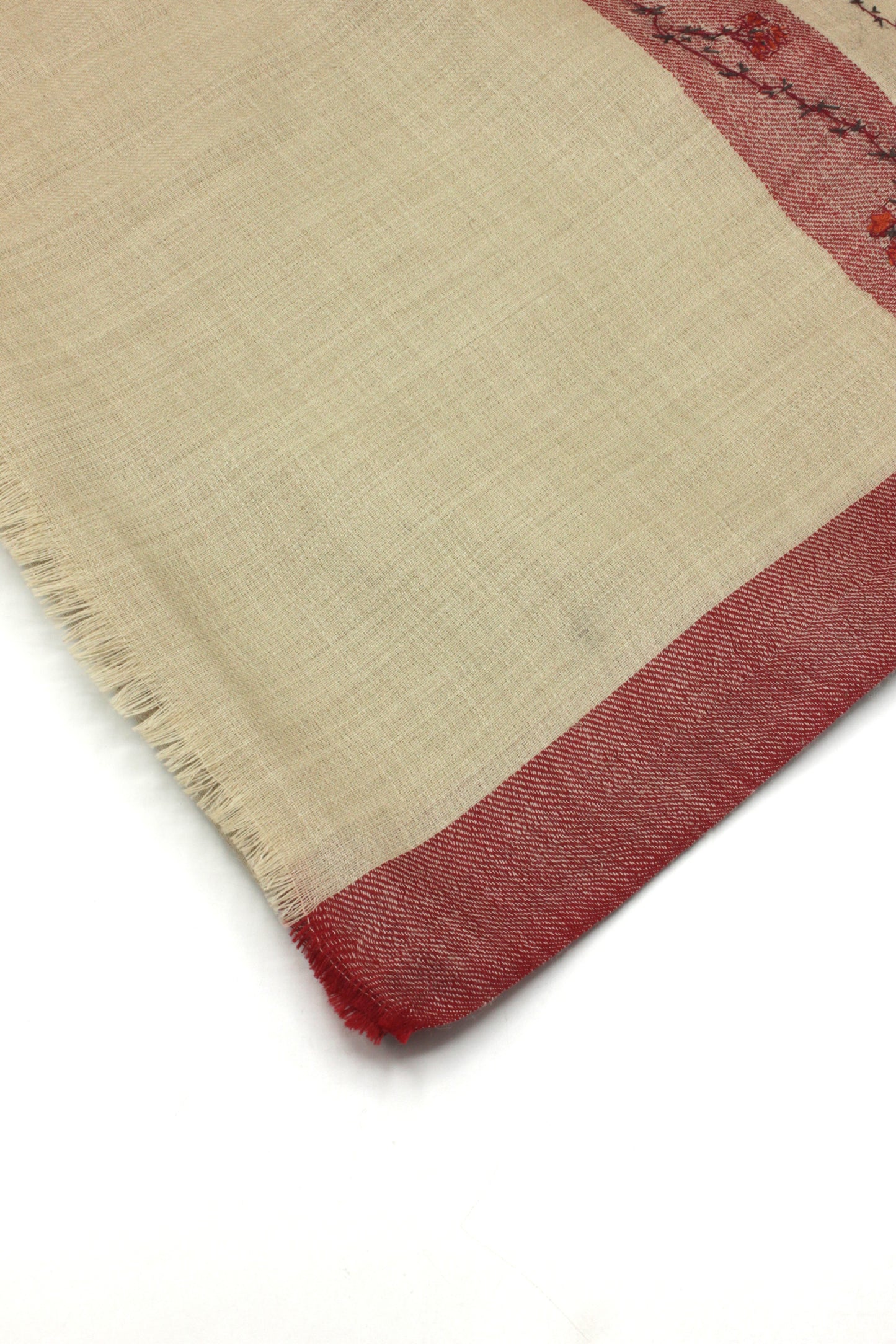 Premium Quality Beige with Red Embroidery  Pashmina Cashmere Shawl