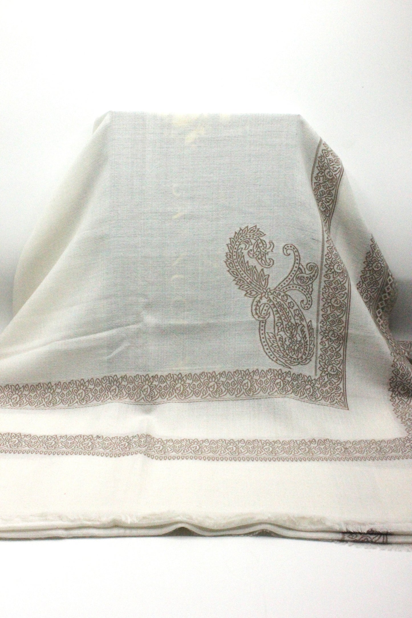 Premium Quality Extremely Soft Off White With Brown Border  Pashmina Cashmere Shawl
