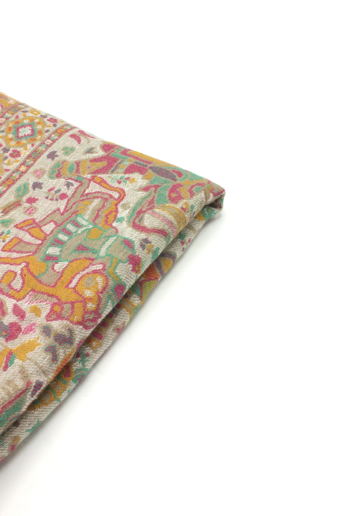 Premium Quality Light Beige Multi Color Woven Pashmina Cashmere Shawl