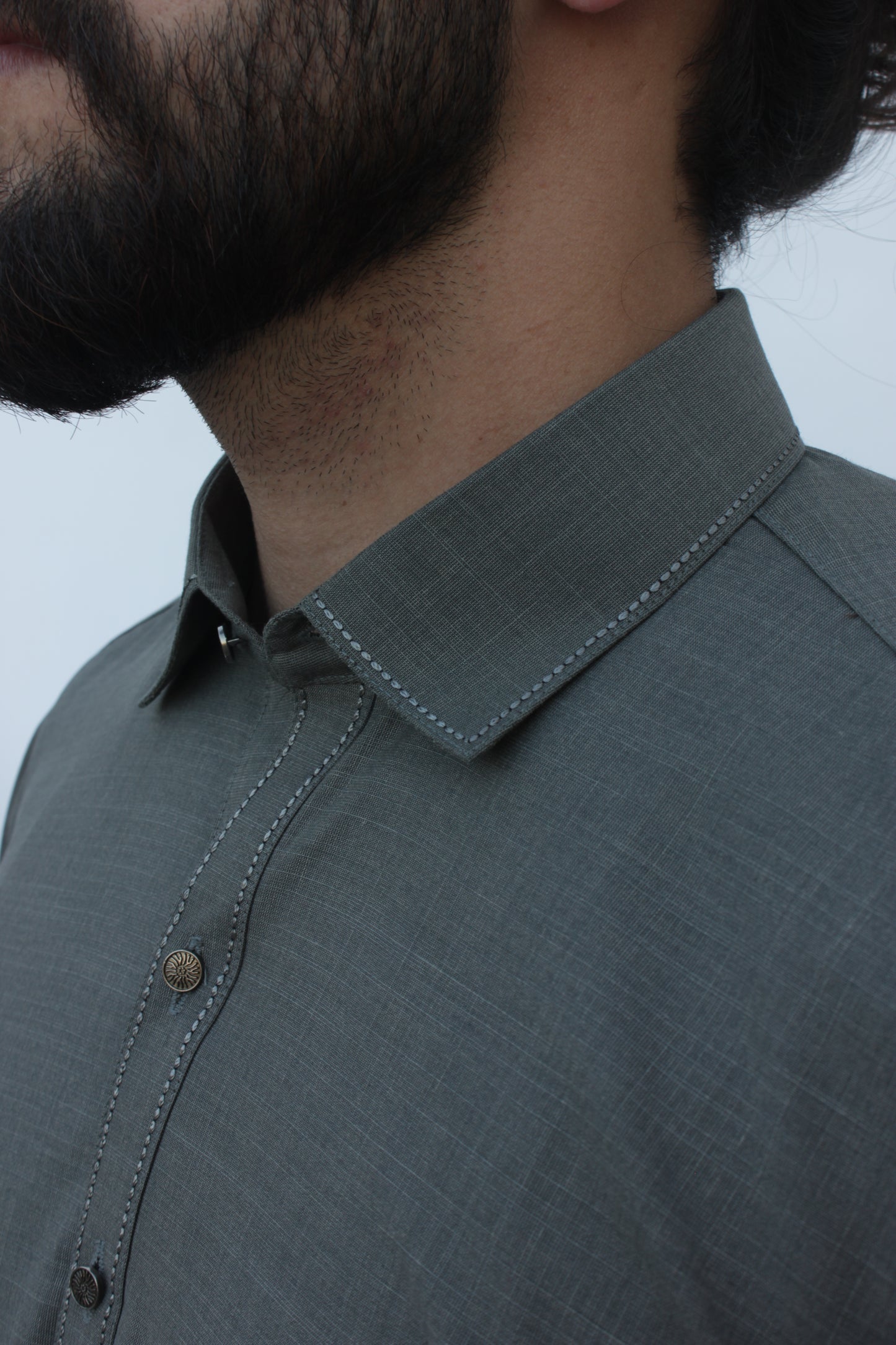 Premium Quality Olive Gray Kameez Shalwar