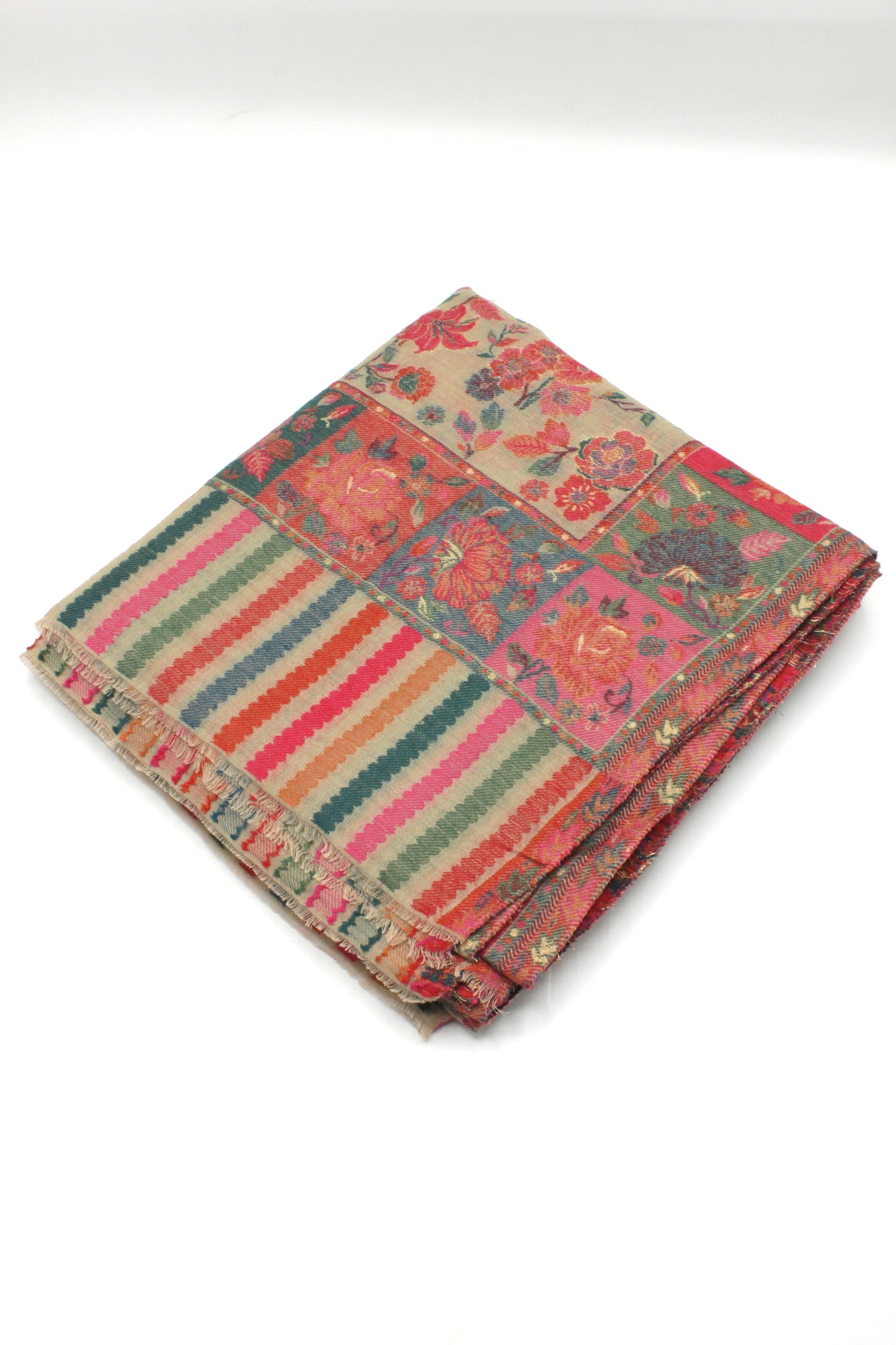 Premium Quality Red Multi Color Woven Pashmina Cashmere Shawl