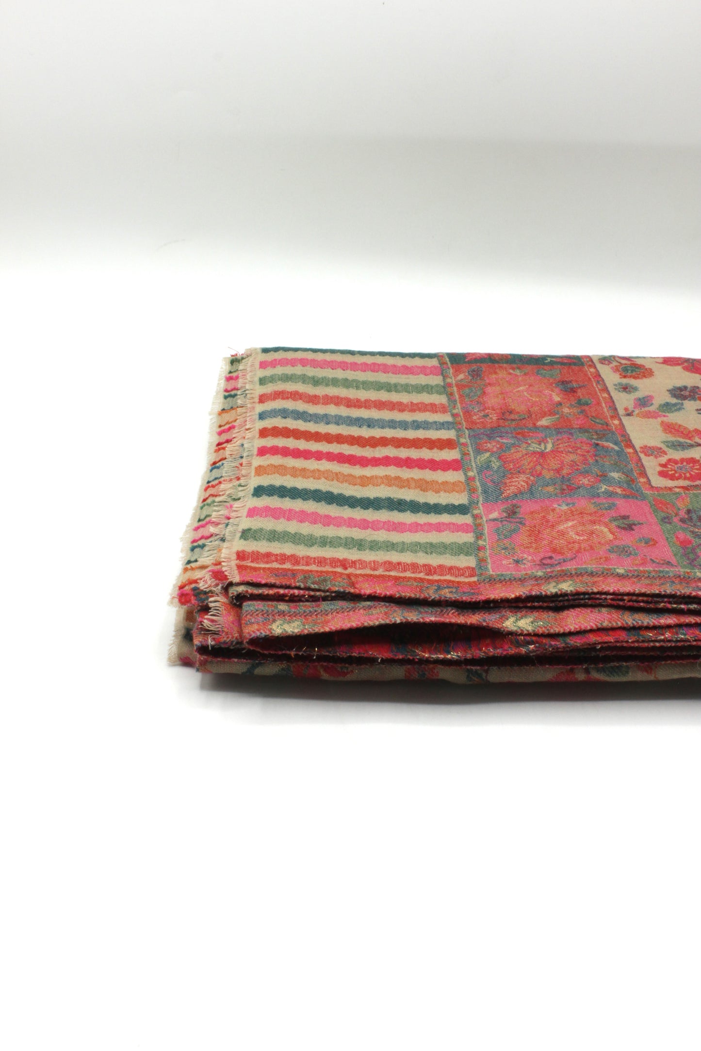 Premium Quality Red Multi Color Woven Pashmina Cashmere Shawl