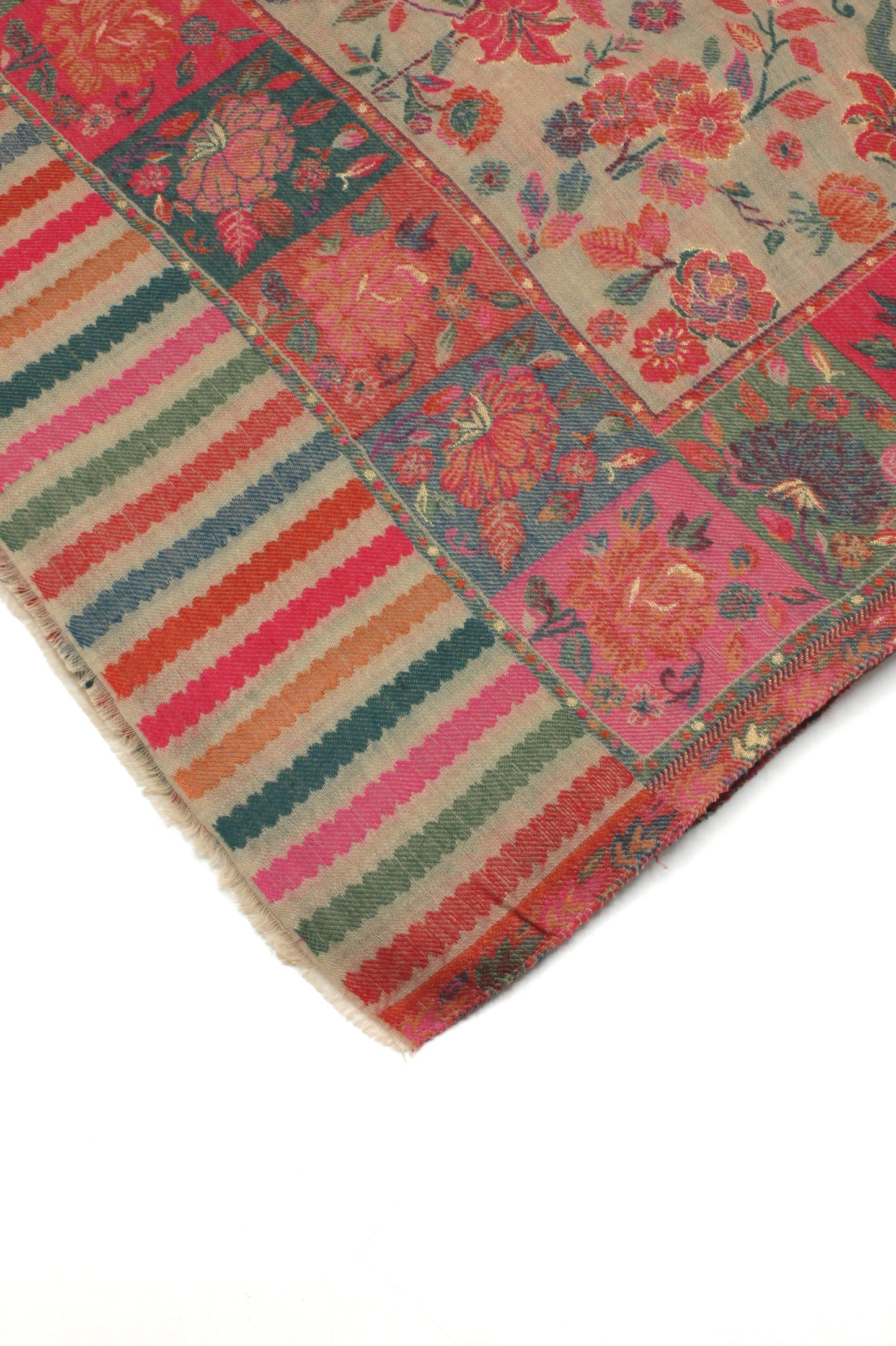 Premium Quality Red Multi Color Woven Pashmina Cashmere Shawl