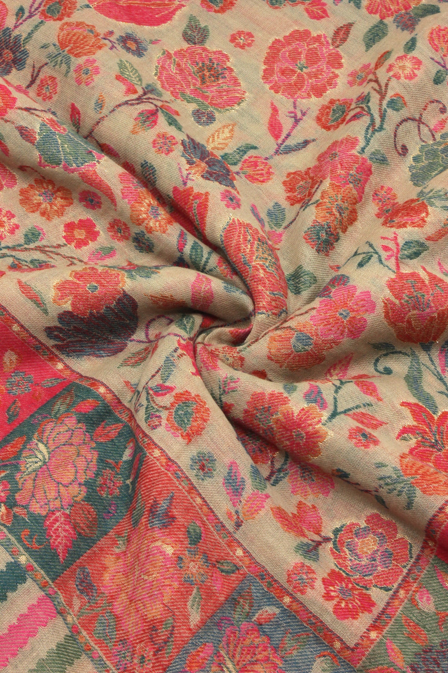 Premium Quality Red Multi Color Woven Pashmina Cashmere Shawl