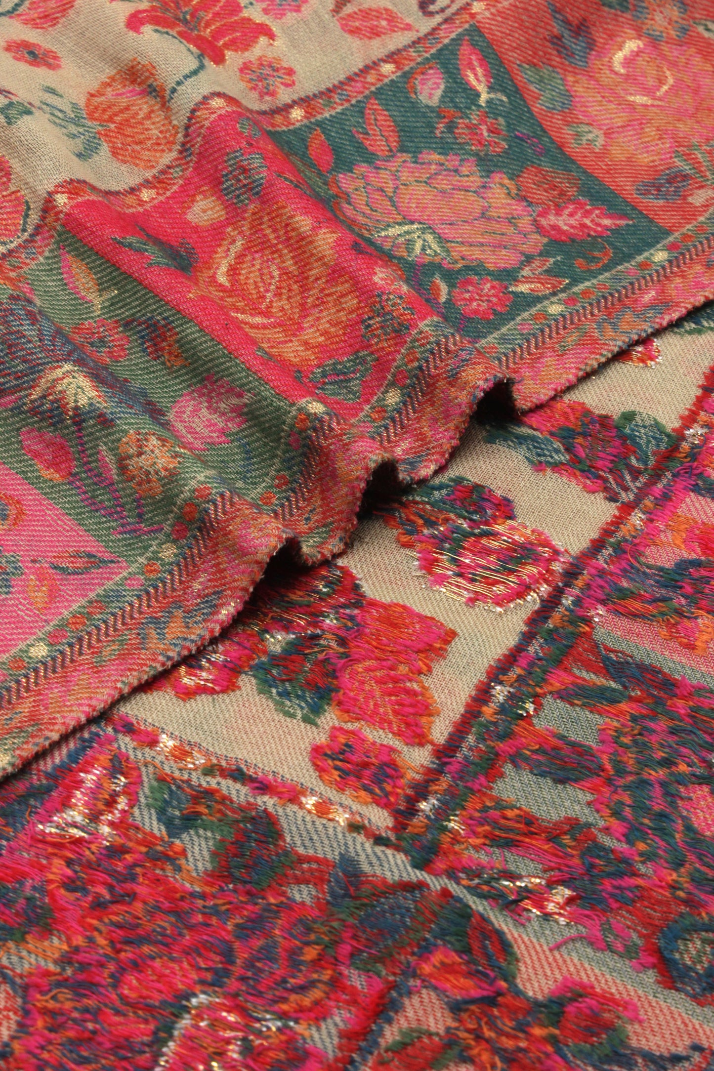 Premium Quality Red Multi Color Woven Pashmina Cashmere Shawl