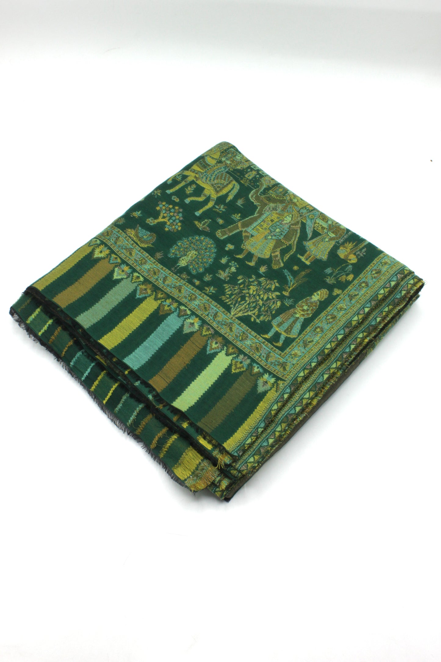 Premium Quality perrot green multi color Woven Pashmina Cashmere Shawl