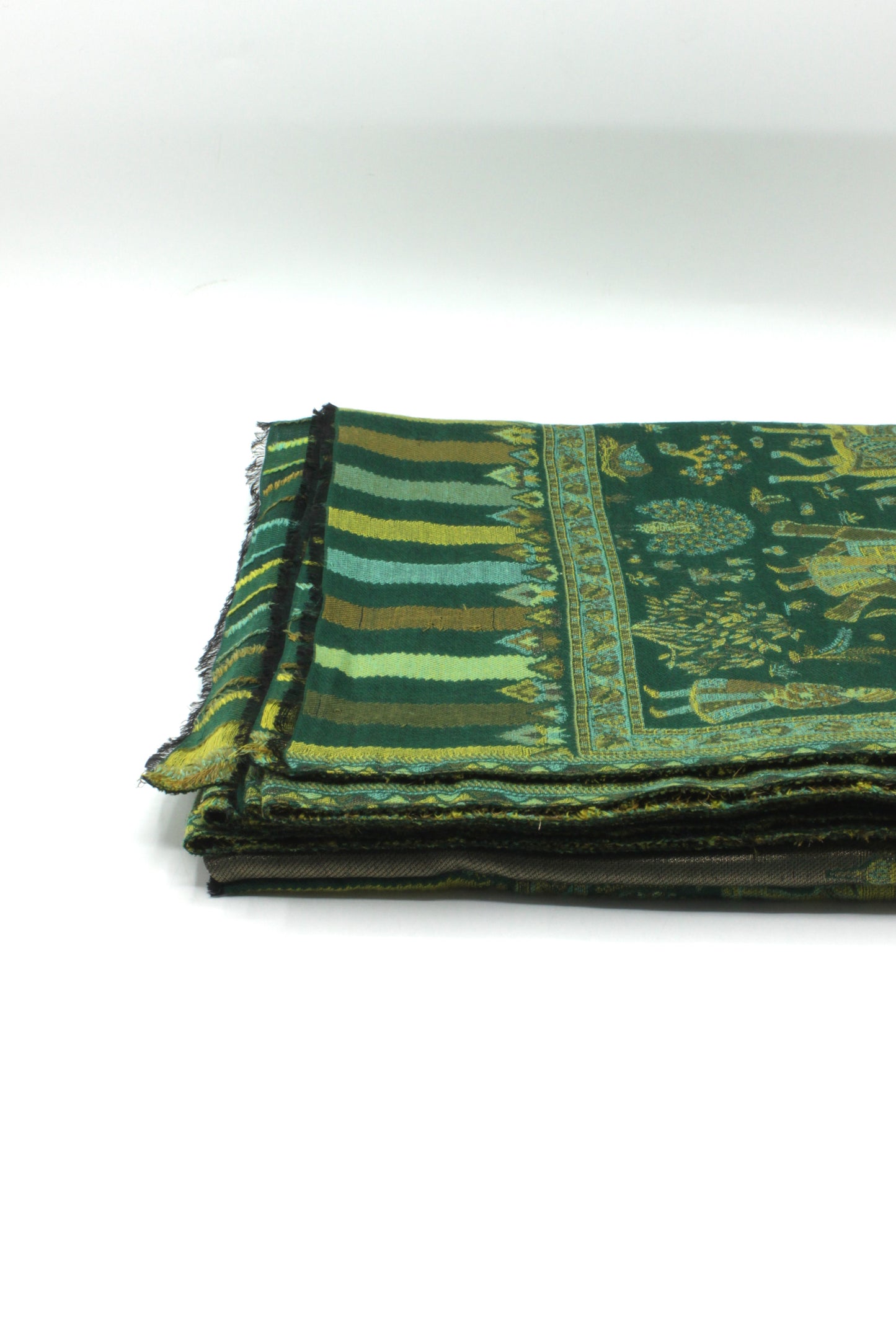 Premium Quality perrot green multi color Woven Pashmina Cashmere Shawl